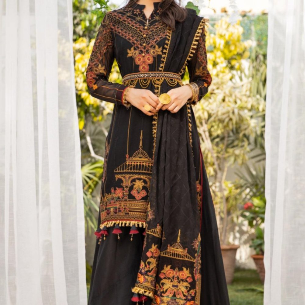 Black Chiffon Salwar Kameez Suit *NO BELT INCLUDED